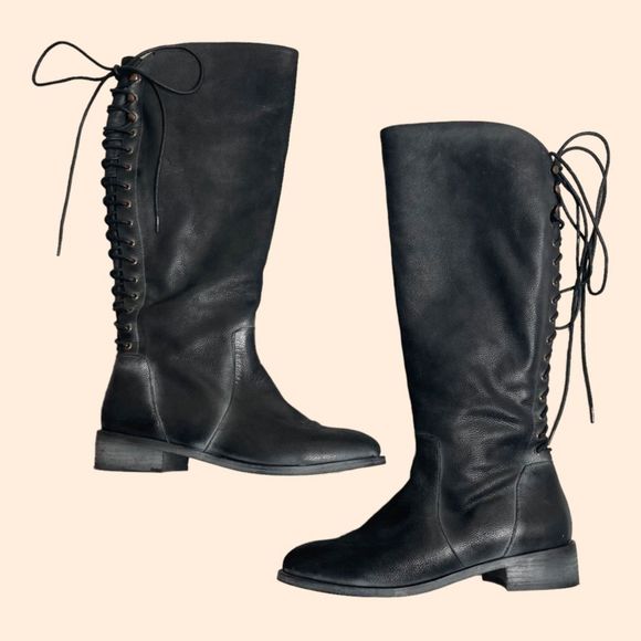 Joie Shoes - Joie Black Lace Up Tall Boots